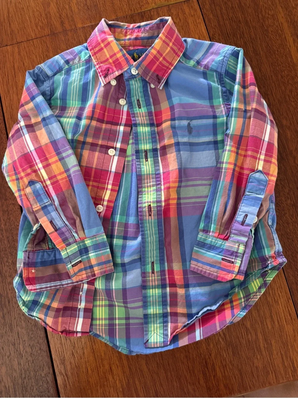Ralph Lauren Multicolor Plaid Button-Down Shirt — Blue, Pink, Green